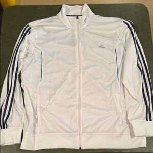 Adidas White Track Jacket with Black Stripes